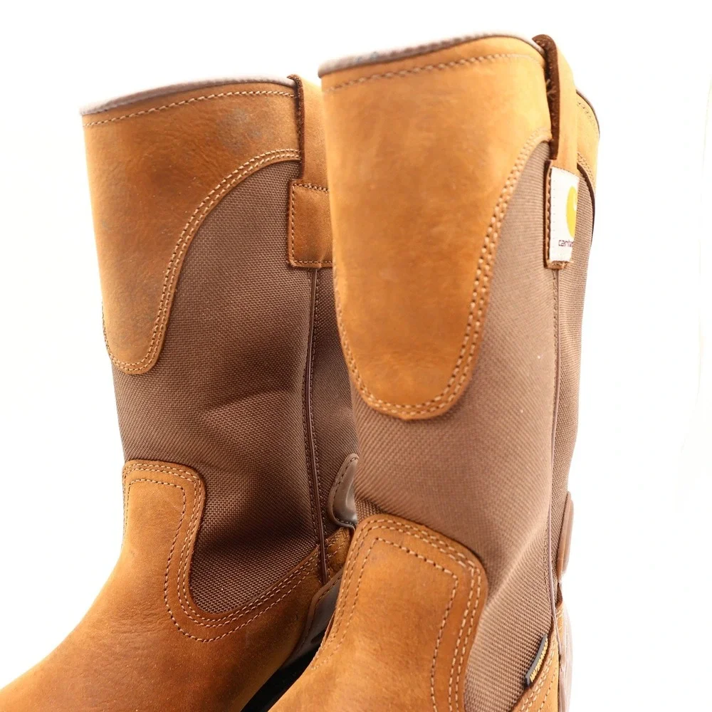 Carhartt Work Boots Mens 10.5 M Brown Leather Waterproof Wellington CMP1100 NIB